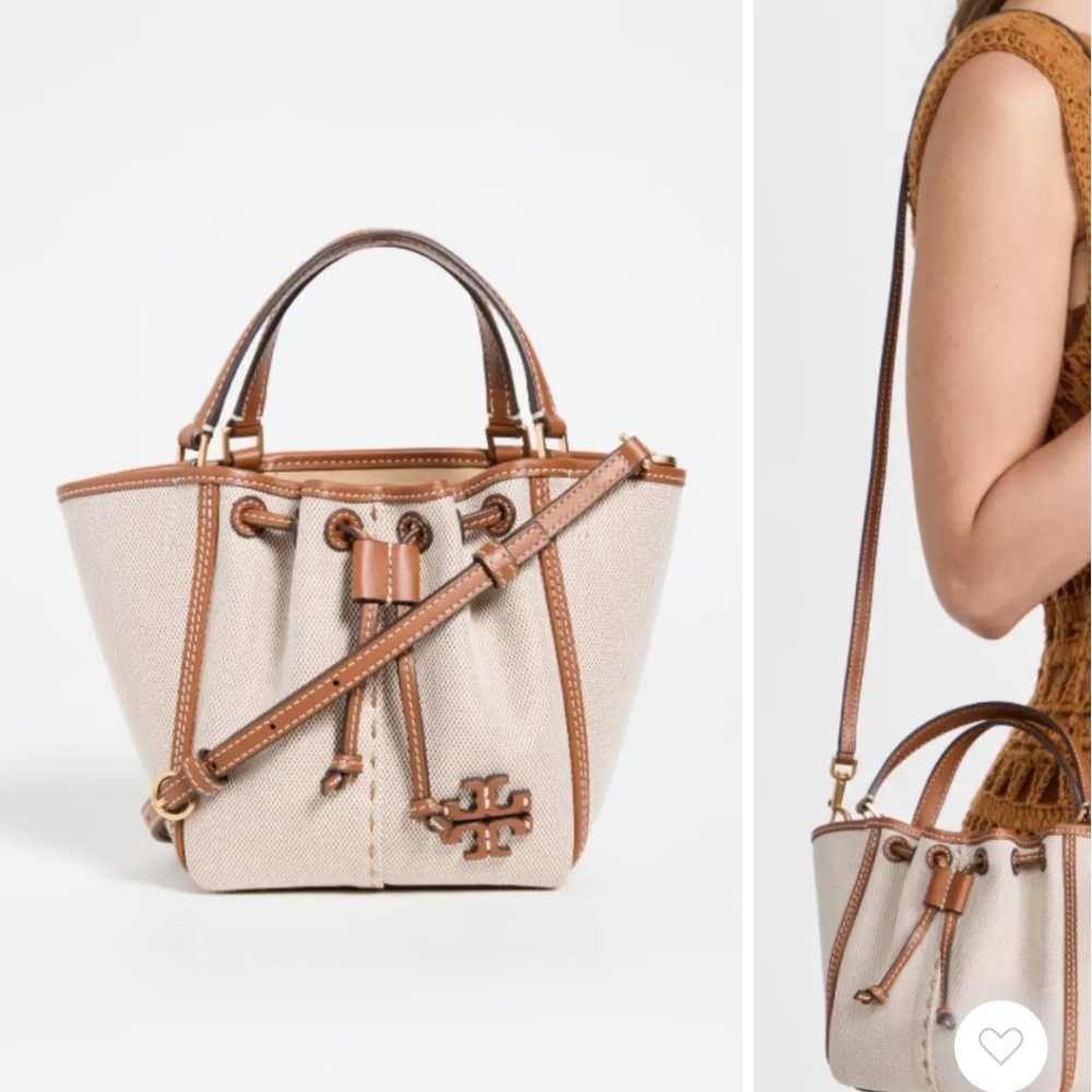 Tory Burch McGraw Canvas Mini Drawstring Satchel NWT
